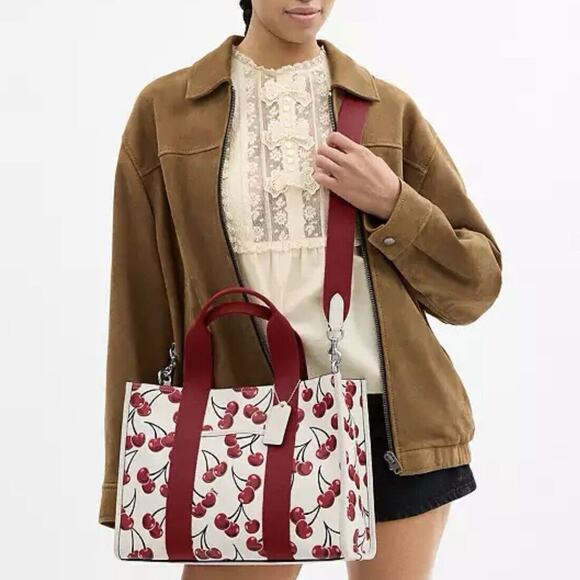 NWT Coach Large Smith Tote Bag Cherry Print Handbag Multicolor - Picture 1 of 11